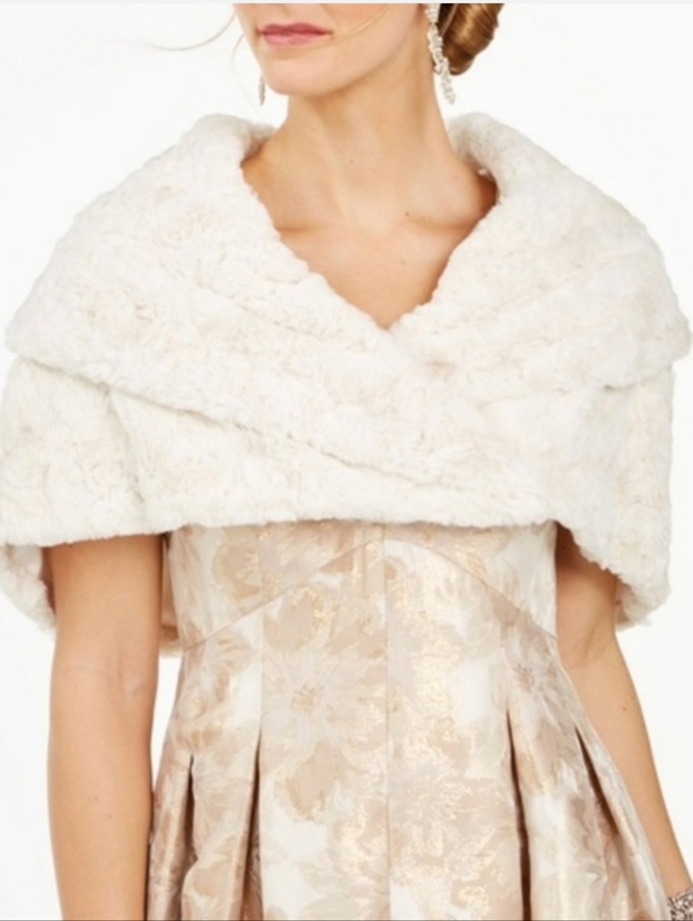 Eliza J Faux Fur Capelet Ivory Formal Wrap Shawl Topper